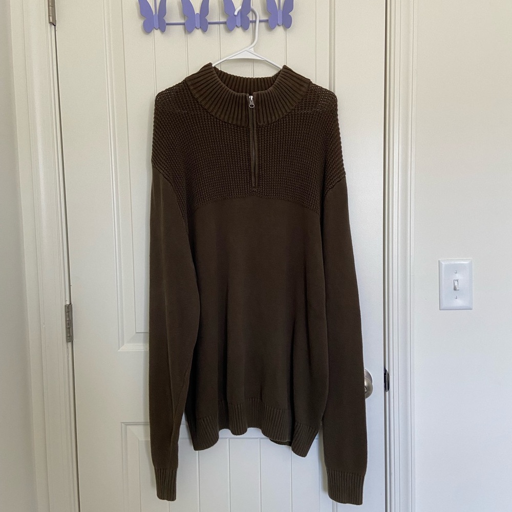 EUC | Dockers men’s dark green knit quarter zip warm winter sweater — XXL